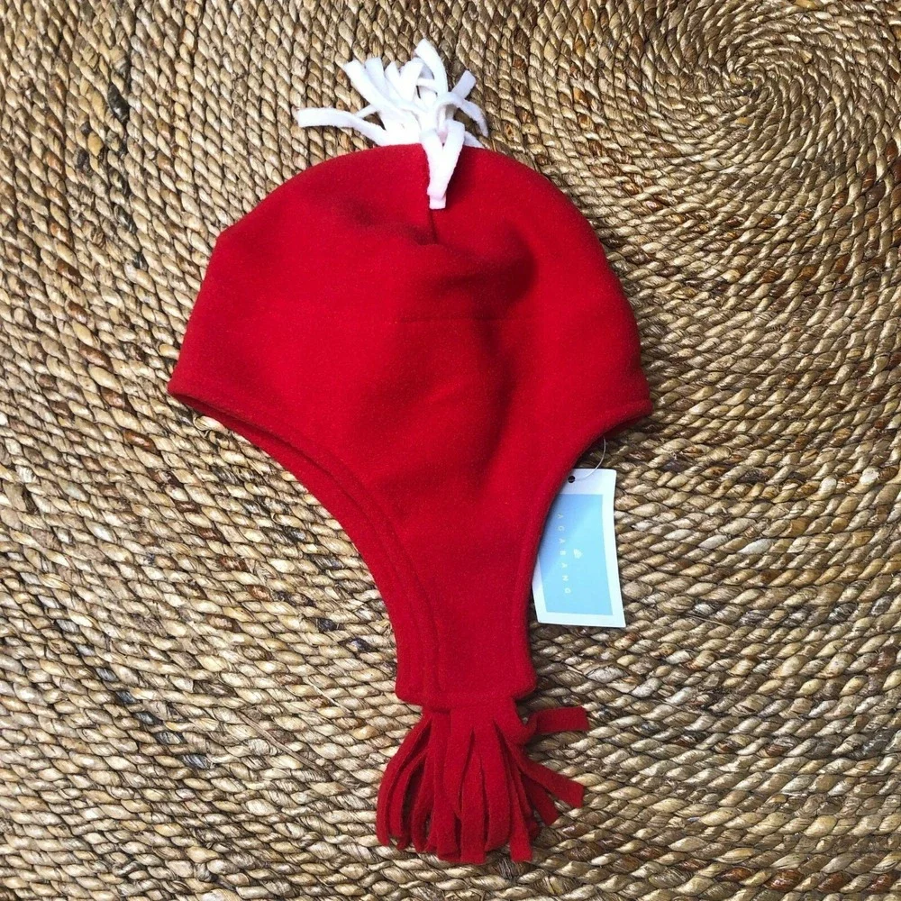 New Red Fleece Ear Flap Hat w Tassels Warm Hats Fun Snow Children's Kids Toddler